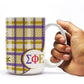 Sigma Phi Epsilon 15oz Coffee Mug “ Coat of Arms Plaid Design