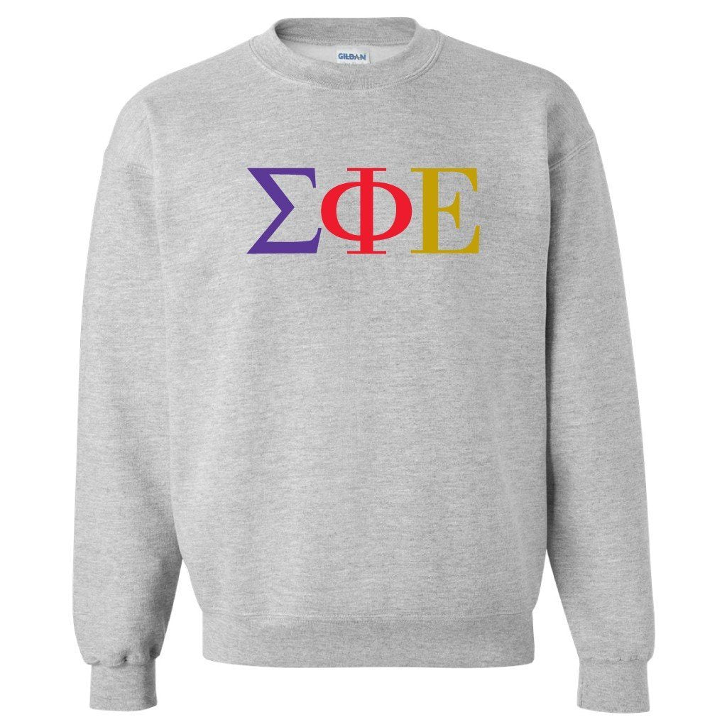 Sigma Phi Epsilon Sport Gray Crewneck Sweatshirt Greek Letters FREE SHIPPING