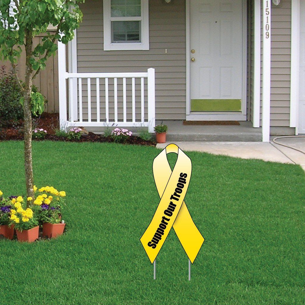 Support Our Troops Yellow Ribbon Yard Sign Set