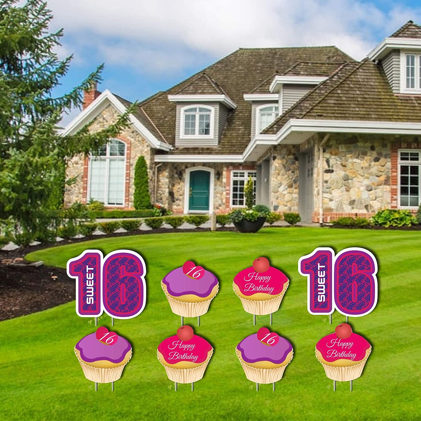 Sweet 16 Birthday Cupcakes Yard Cards