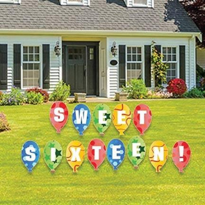 Sweet Sixteen Balloons Lawn Display - FREE SHIPPING