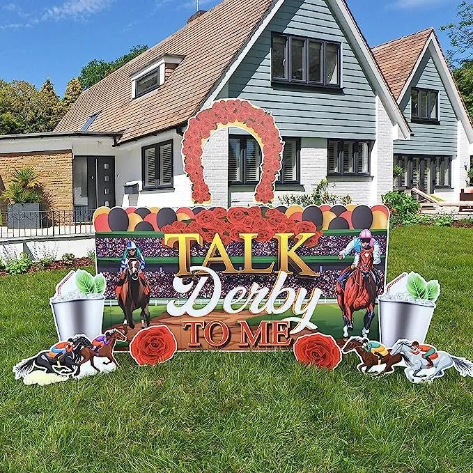 Talk Derby to Me' Horse Derby Party Oversized EZ Yard Cards - 36x72