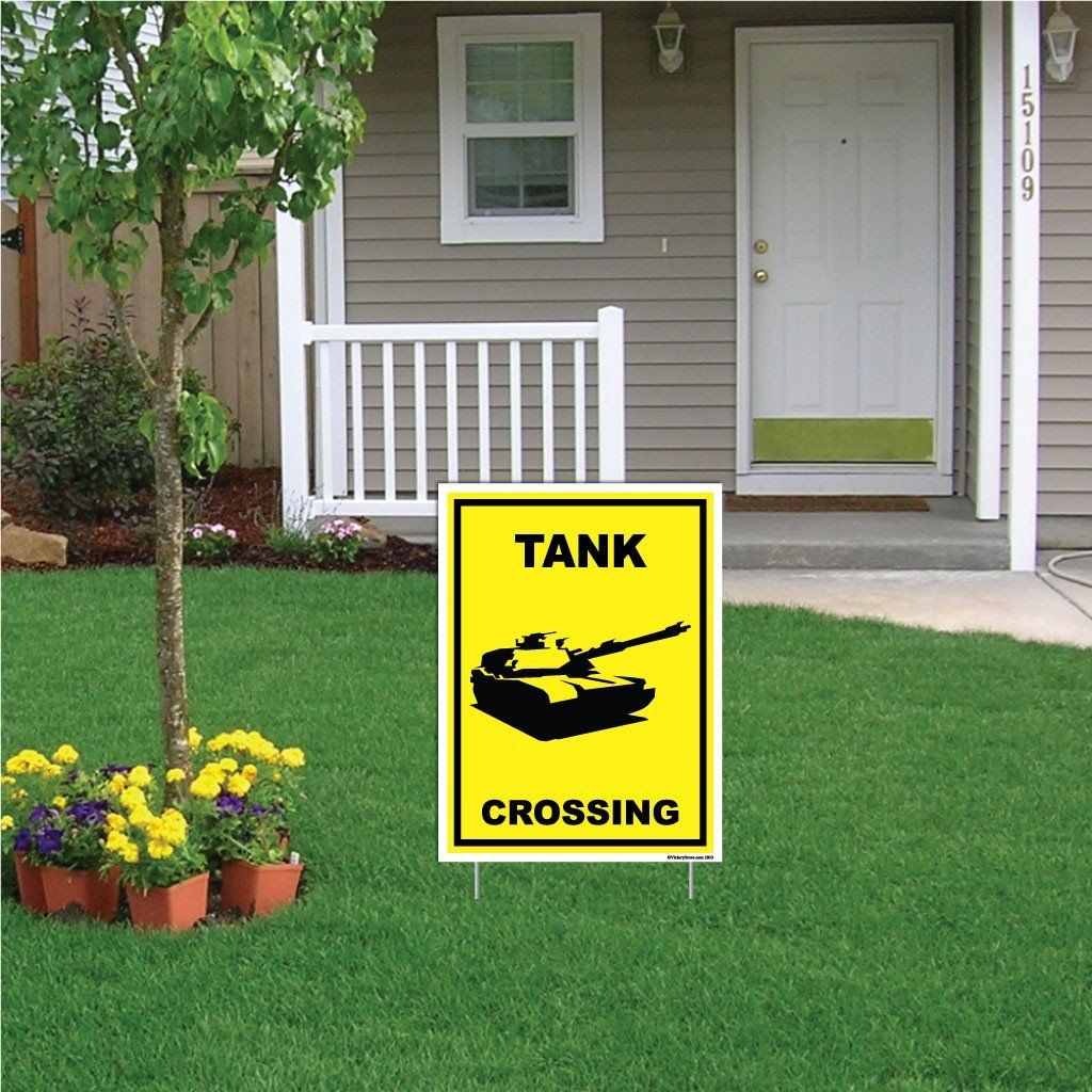 Tank Crossing Sign or Sticker