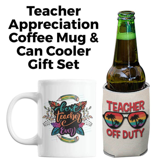 Teacher Appreciation Coffee Mug & Can Cooler Teacher Gift Pack