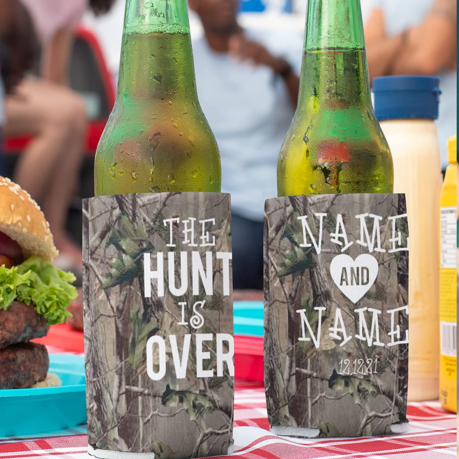 The Hunt is Over Hunting Themed Custom Wedding Can Cooler