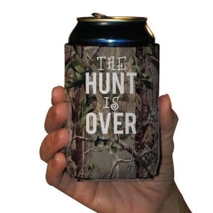 Custom Camouflage Wedding Can Cooler- The Hunt Is Over