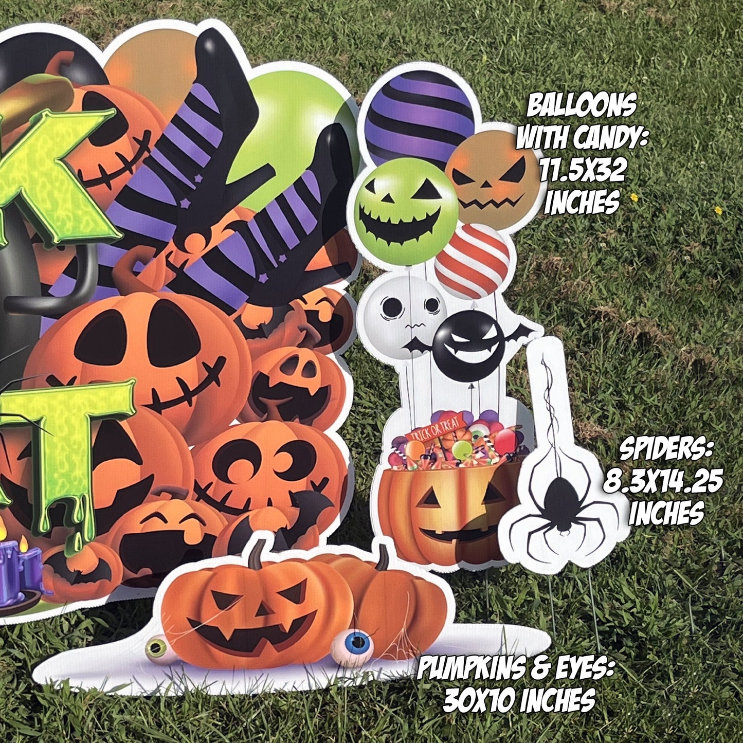 Trick Or Treat Oversized Halloween EZ Yard Card Decoration 7 pc Set