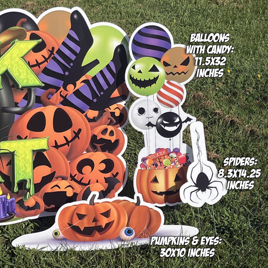 Trick Or Treat Oversized Halloween EZ Yard Card Decoration 7 pc Set
