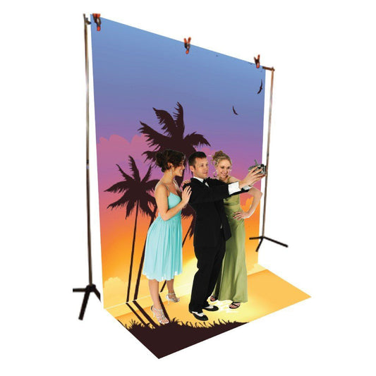 Tropical Island Sunset Vinyl Photography Backdrop - 8'x10' or 8'x14'