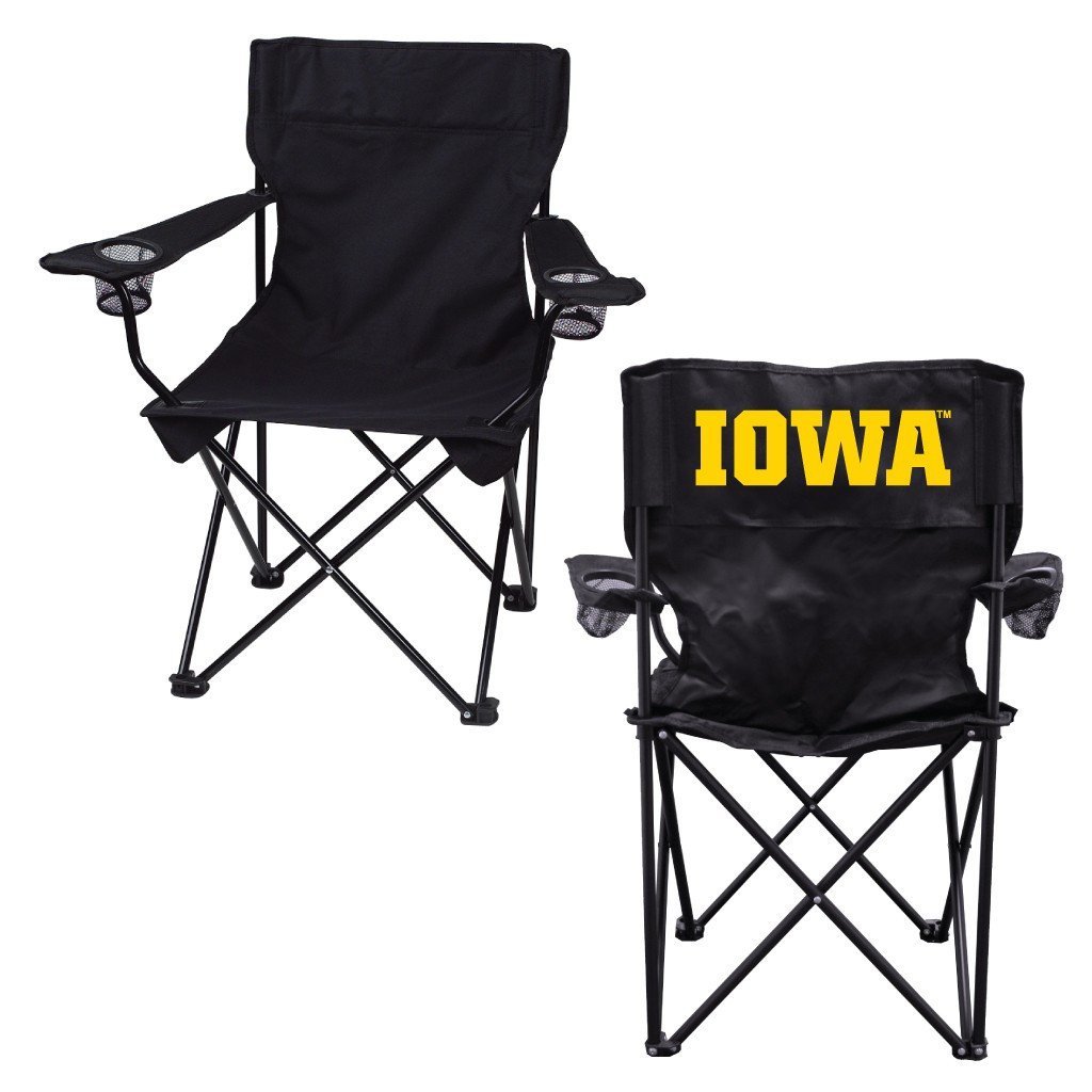 University of Iowa Iowa Black Folding Camping Chair