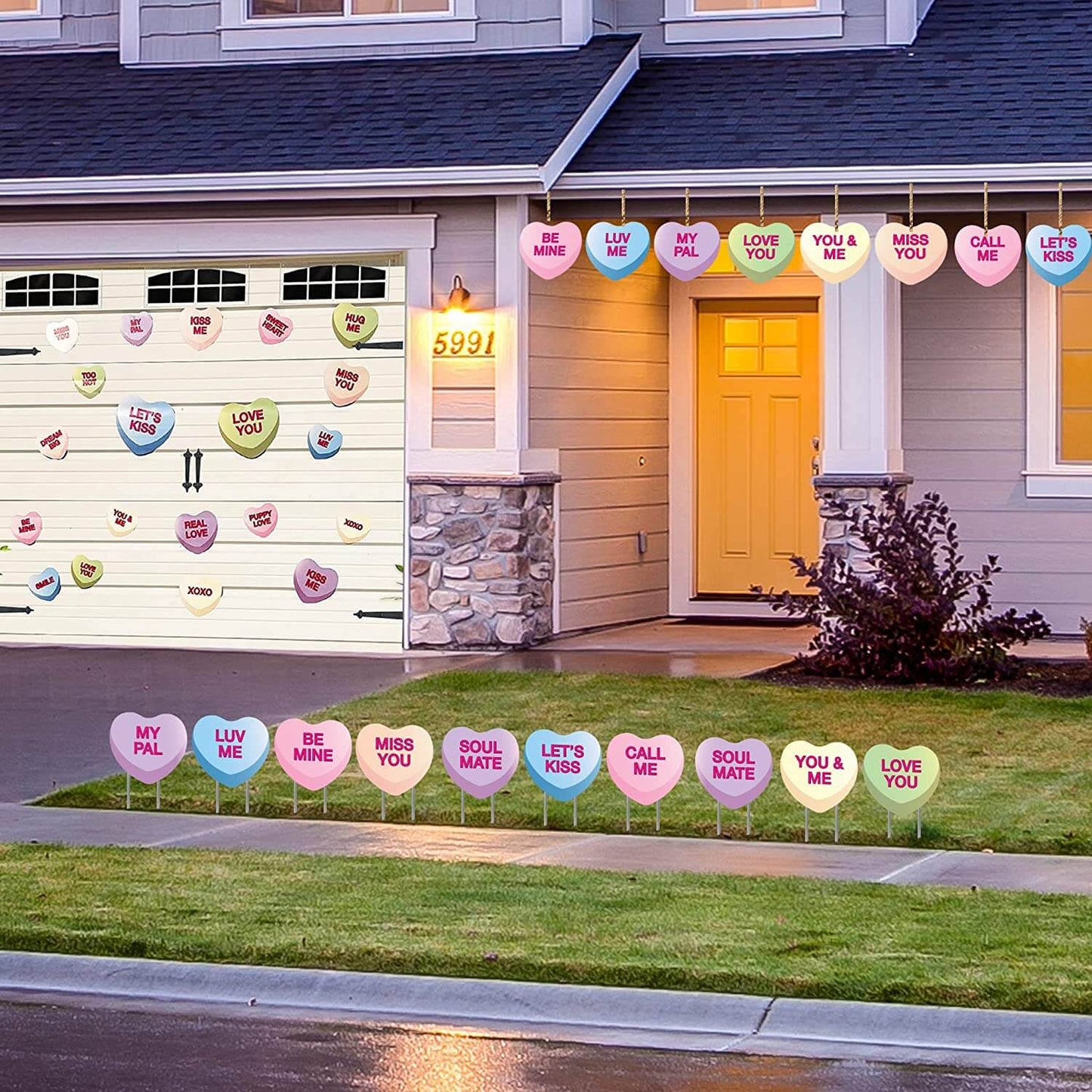 Valentine Candy Heart Decoration Bundle: Yard Decor & Magnets (20079)