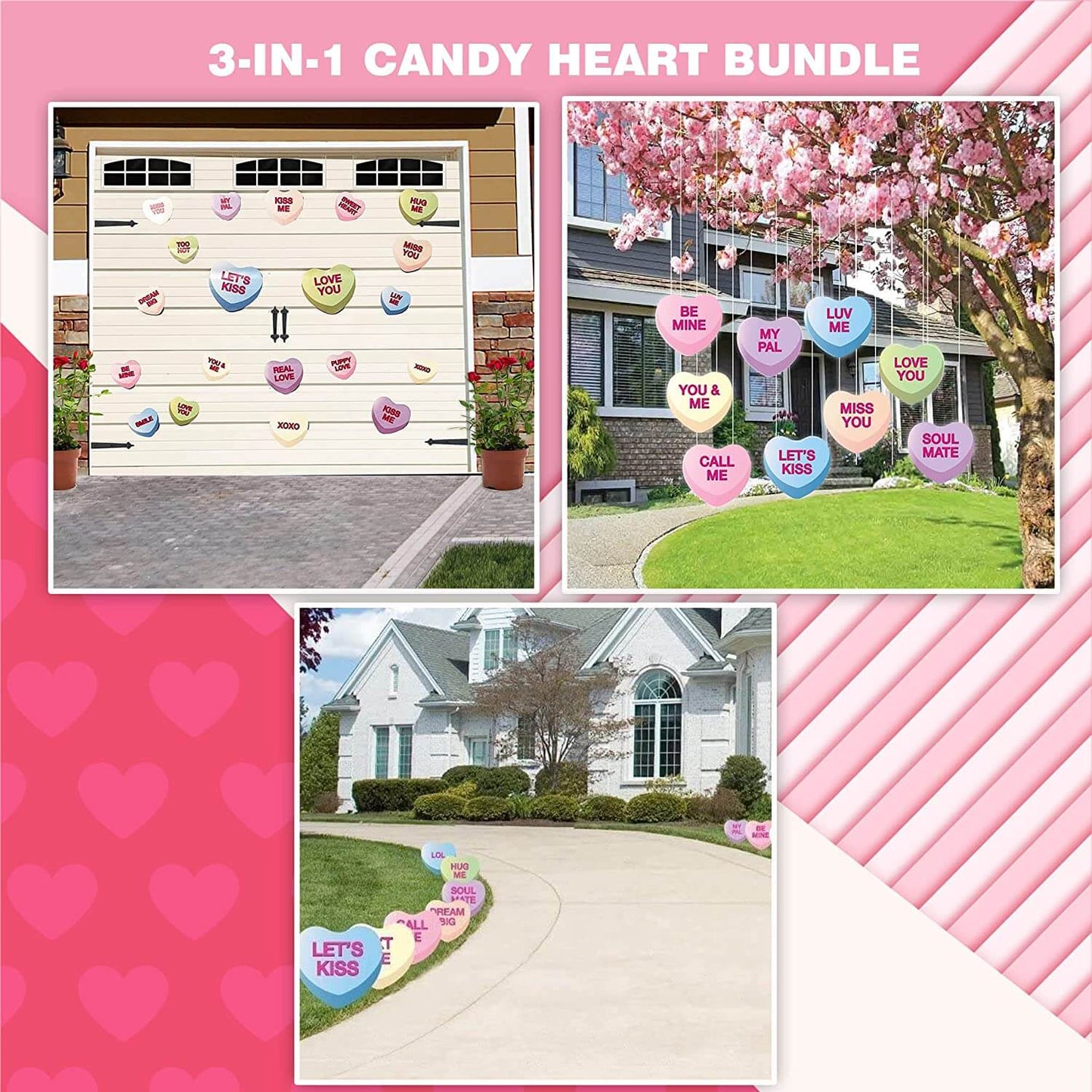 Valentine Candy Heart Decoration Bundle: Yard Decor & Magnets (20079)