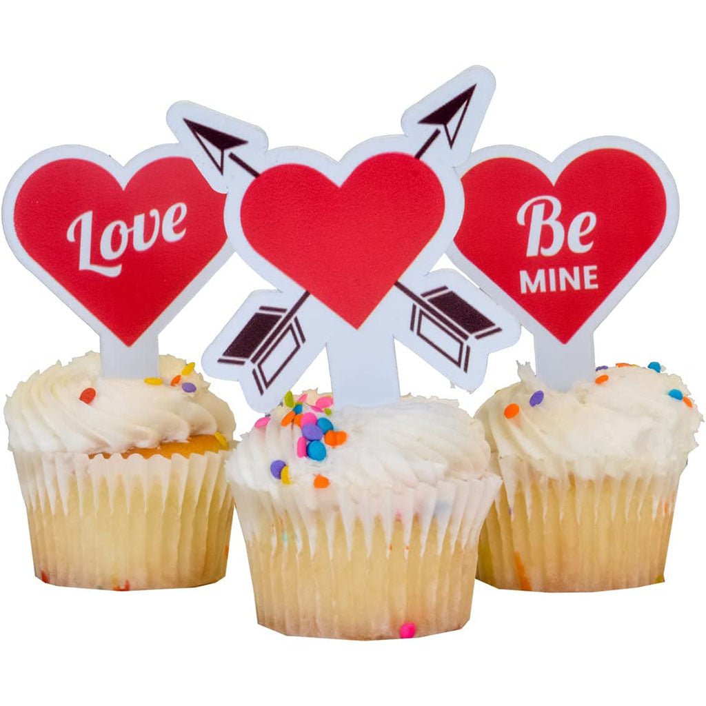 Valentines Cupcake Toppers - Set of 100 (Red Heart & Arrow Love)