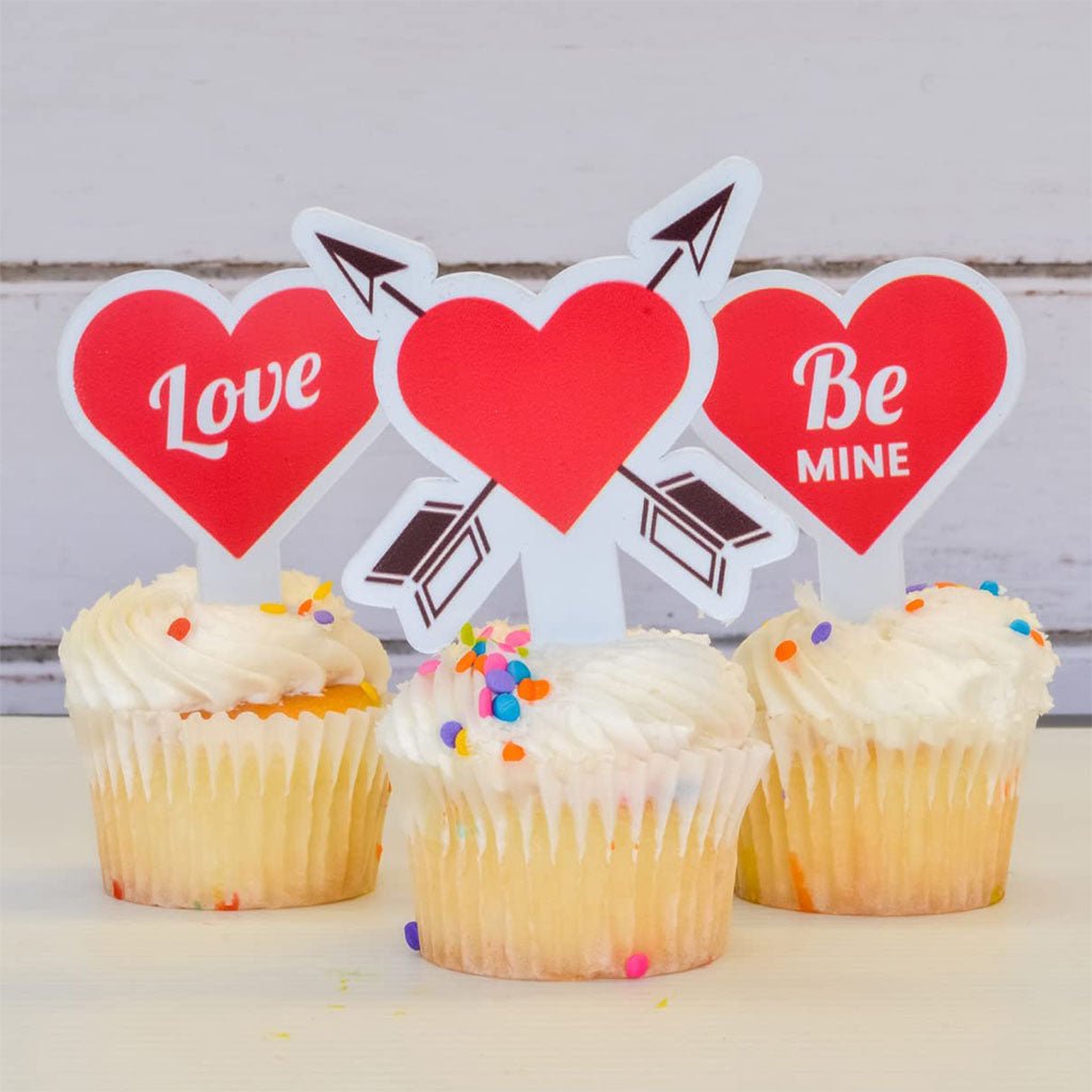 Valentines Cupcake Toppers - Set of 100 (Red Heart & Arrow Love)