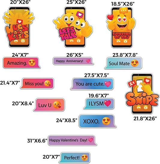 Valentine's Day Emoji & Text Message Yard Signs | 14 pc Set