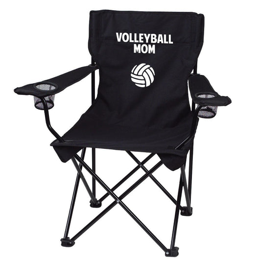 Volleyball Mom Black Folding Camping Chair with Carry Bag
