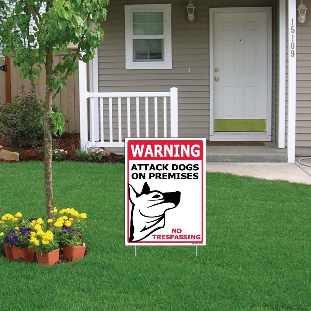 WARNING Attack Dogs On Premises Sign or Sticker - #3