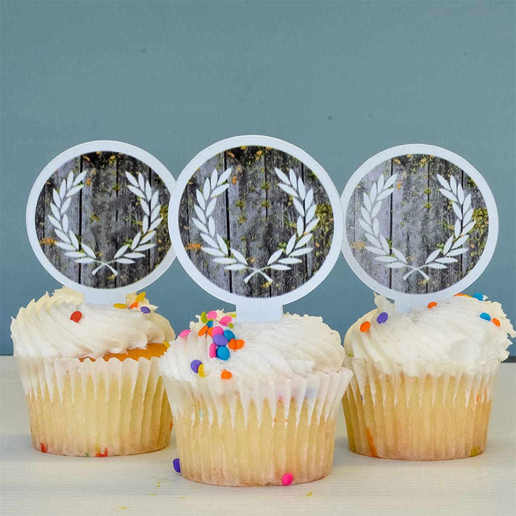 Wedding Favor Bundle - Standard & Skinny Can Coolers, and Plastic Cupcake Toppers