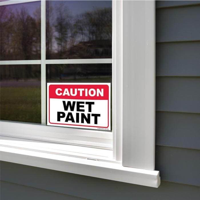 caution wet paint sticker