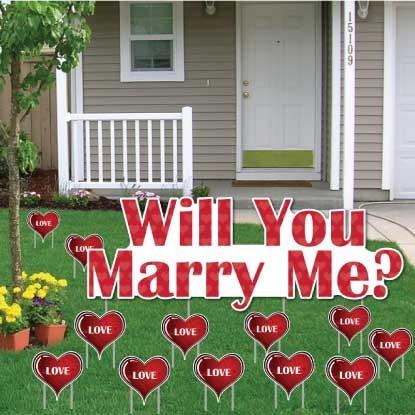 Will You Marry Me with Love Hearts Yard Card - 12 pcs - FREE SHIPPING