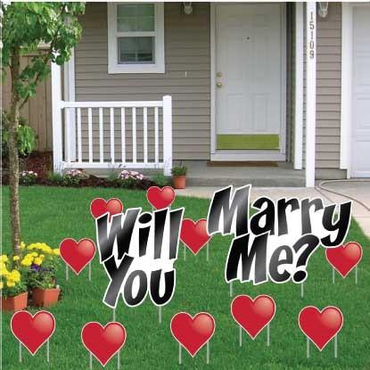 Will You Marry Me with Hearts Yard Card - 12 pcs - FREE SHIPPING