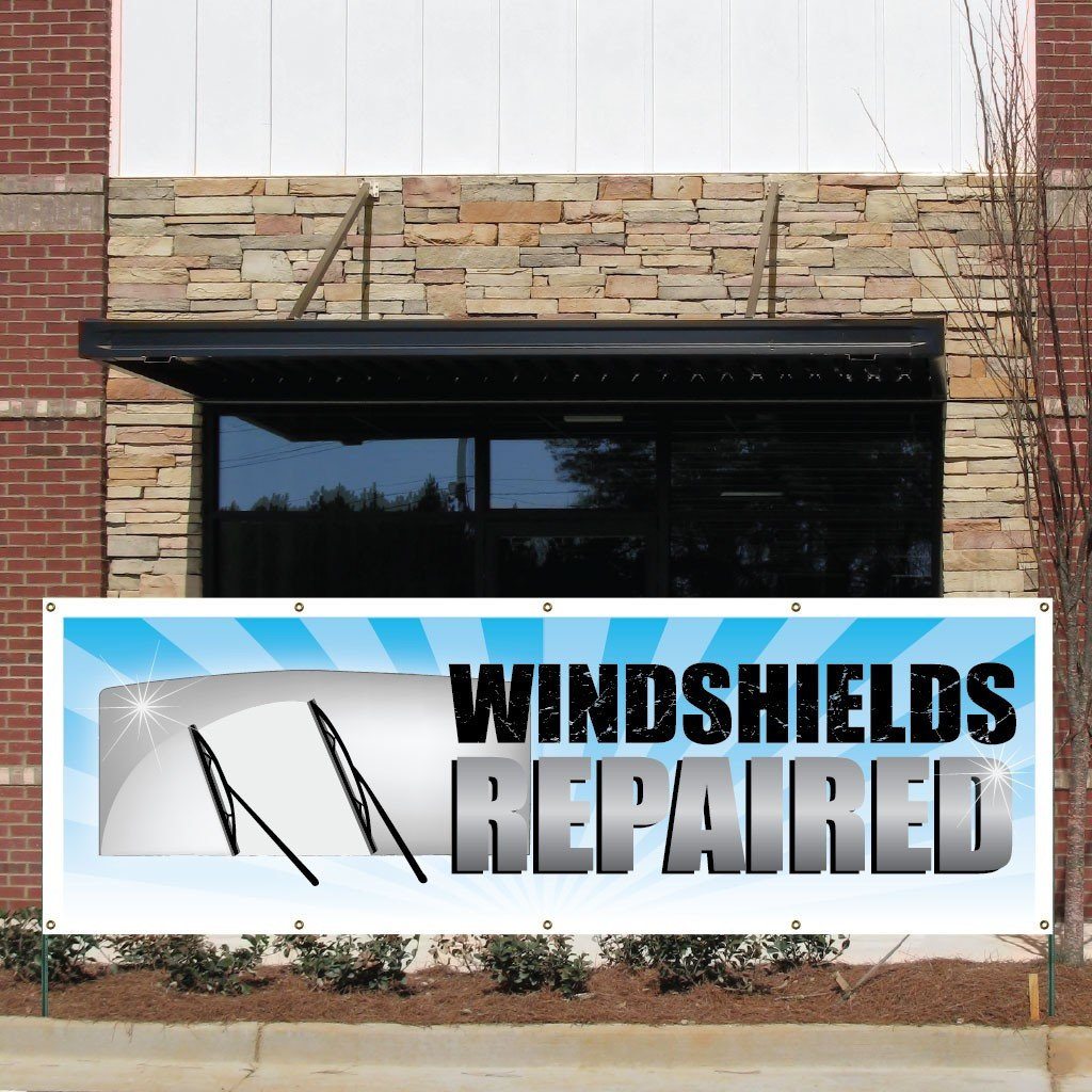 Windshields Repaired Vinyl Banner with Grommets