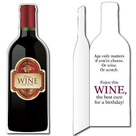 5'8" Stock Design Wine Birthday Card w/Envelope - Life-Size Greeting Card