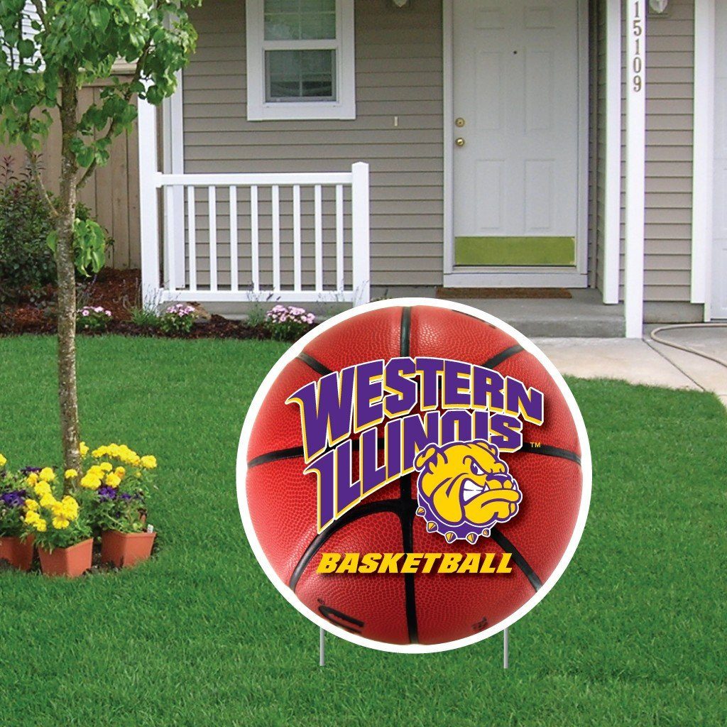 Western Illinois University Basketball Shaped Plastic Yard Sign - FREE SHIPPING