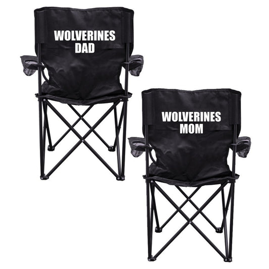 Wolverines Parents Black Folding Camping Chair Set of 2