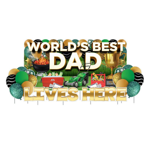 World's Best Dad Father's Day Oversized EZ Yard Card Decoration 5 pc set