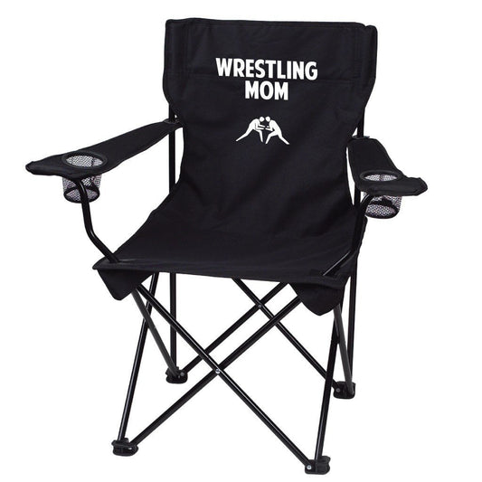 Wrestling Mom Black Folding Camping Chair with Carry Bag