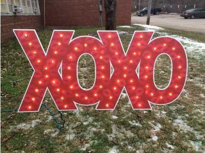 Lighted XOXO Yard Card - 2 EZ stakes - FREE SHIPPING