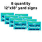 Yard Card Business Advertising Yard Signs w/Stakes | Pack of 8 12"x18" One Sided