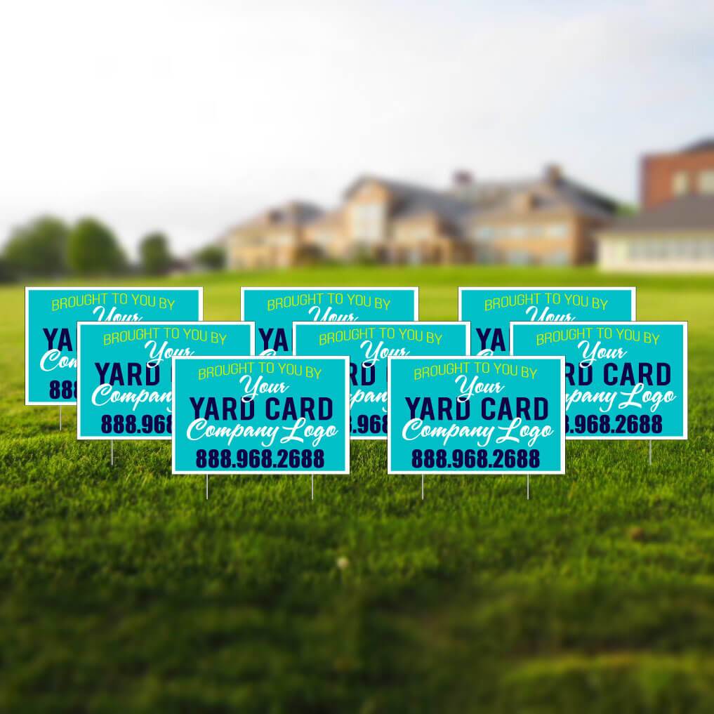 Yard Card Business Advertising Yard Signs w/Stakes | Pack of 8 12"x18" One Sided