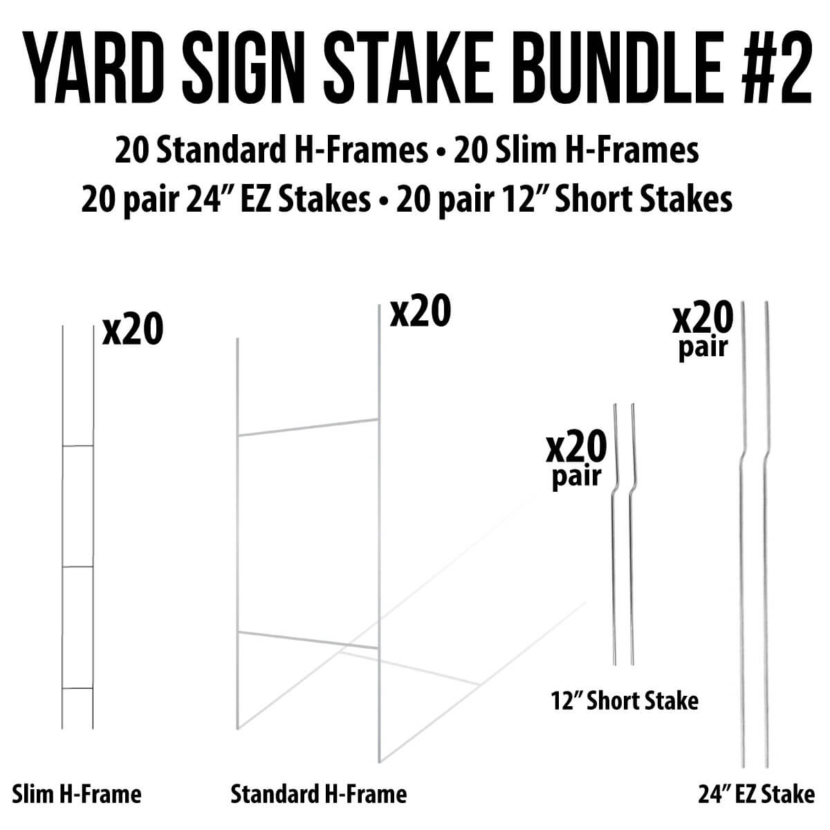 100 Pack 12x9 Inch Heavy Duty H-Frame Stakes For Corrugated Plastic Signs