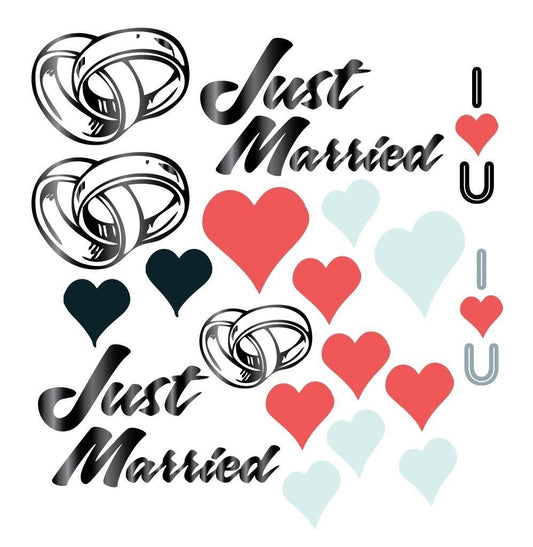 Just Married Wedding Lawn Decorations - Hanging - Hearts Just Married - FREE SHIPPING