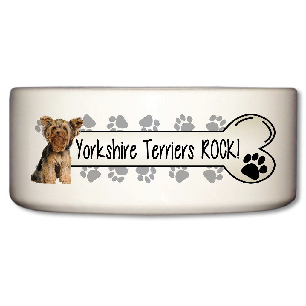 Yorkshire Terriers Rock Ceramic Dog Bowl