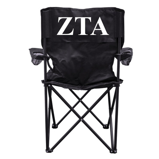 Zeta Tau Alpha Black Folding Camping Chair with Carry Bag