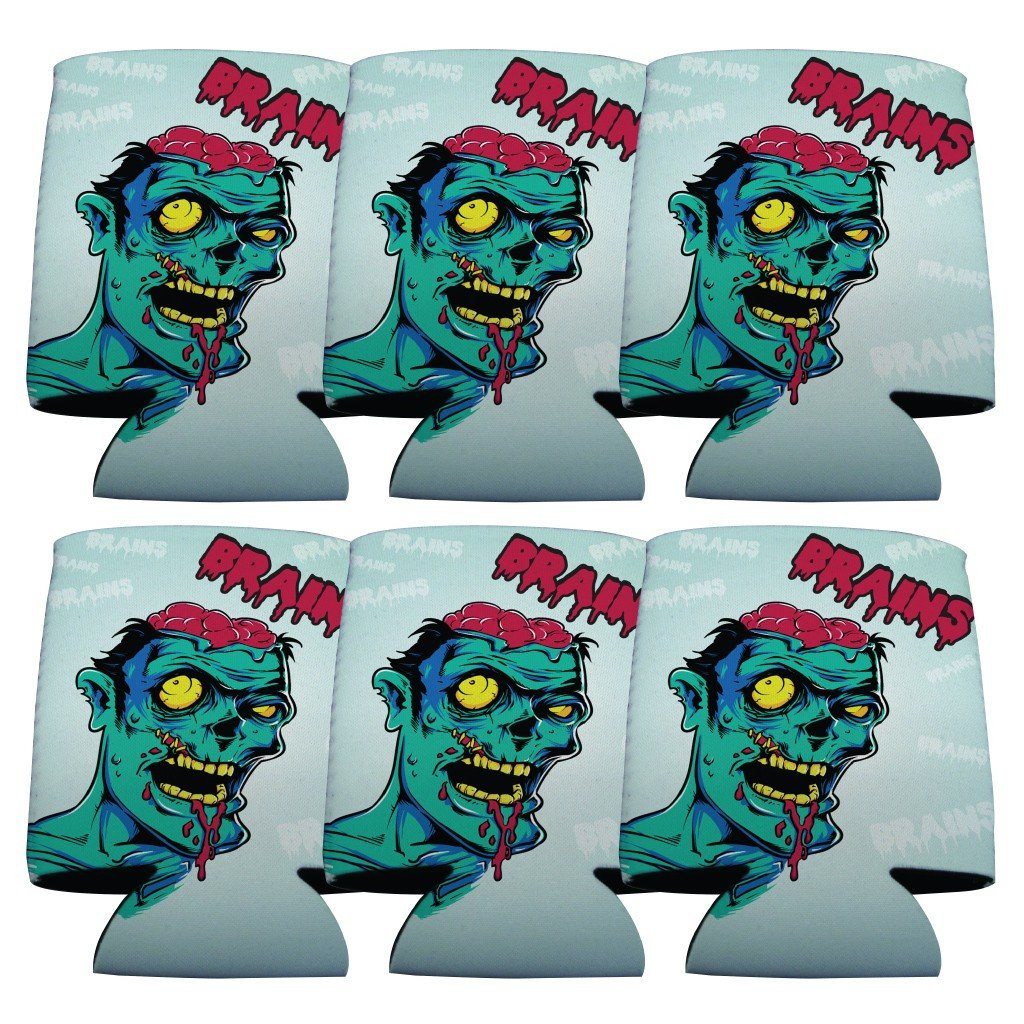 Zombie Brains Halloween Can Cooler Set of 6 - FREE SHIPPING