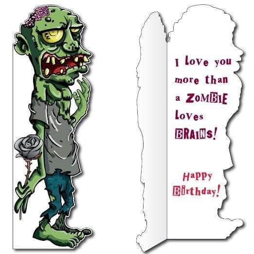 5'8" Stock Design Zombie Birthday Card w/Envelope - Life-Size Greeting Card