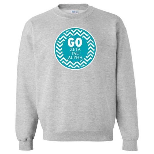Zeta Tau Alpha Sport Gray Crewneck Sweatshirt "Go" FREE SHIPPING