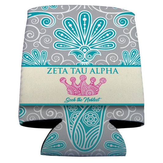 Zeta Tau Alpha Can Cooler Set of 12 - Vintage Flowers - FREE SHIPPING