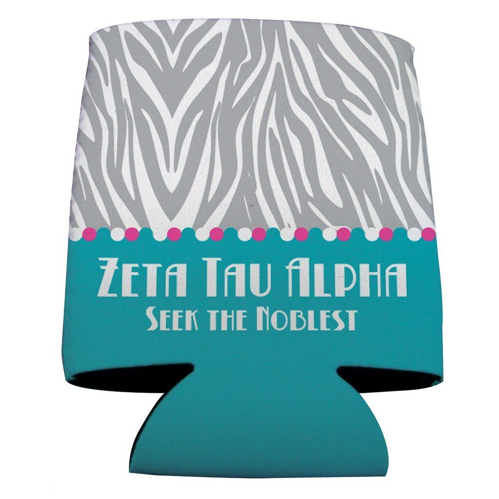 Zeta Tau Alpha Can Cooler Set of 12 - Zebra Print - FREE SHIPPING