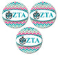 Zeta Tau Alpha Ornament - Set of 3 Circle Shapes - FREE SHIPPING