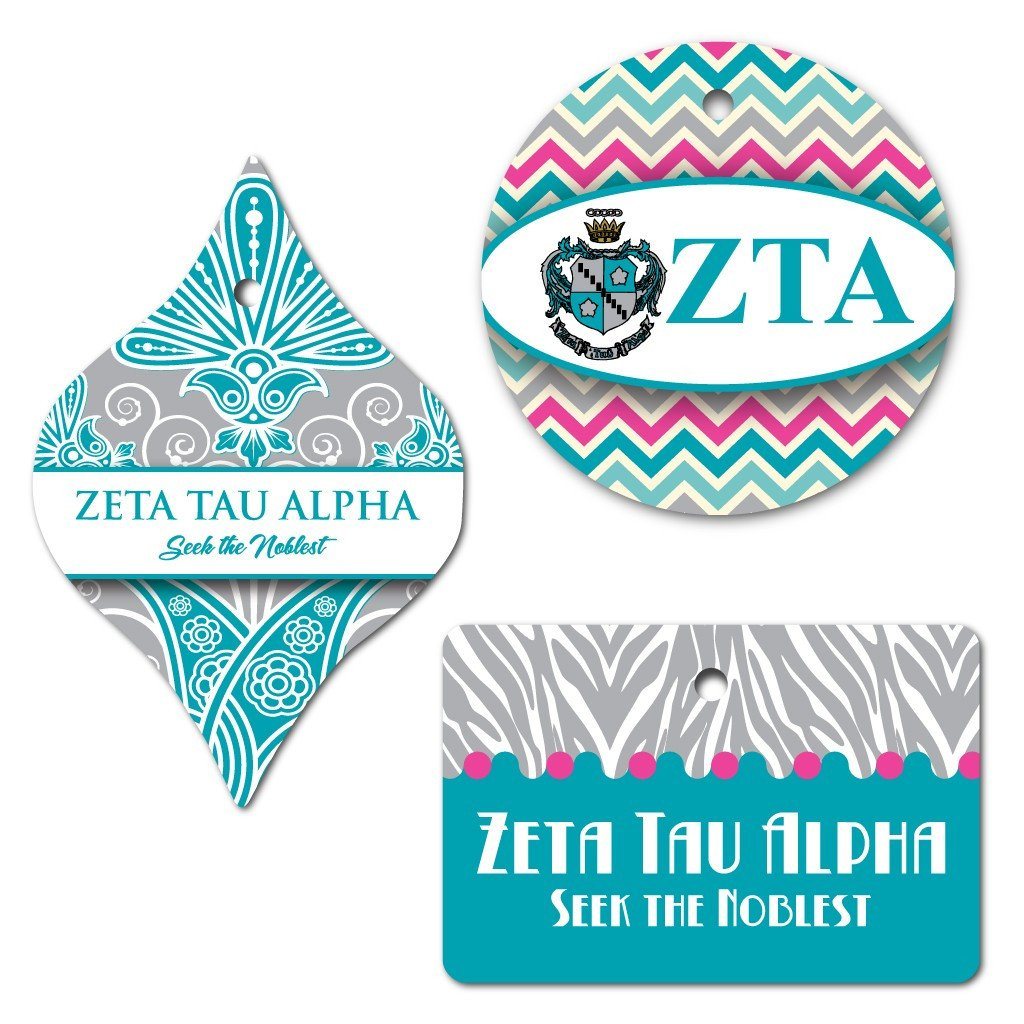 Zeta Tau Alpha Ornament - Set of 3 Shapes - FREE SHIPPING