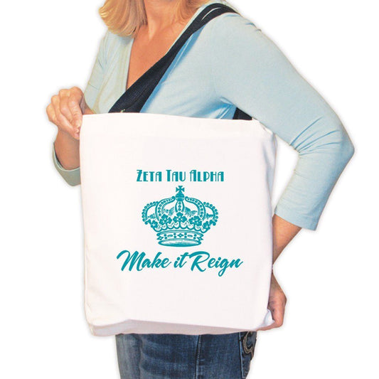 Zeta Tau Alpha Canvas Tote Bag - "Make it Reign" Design